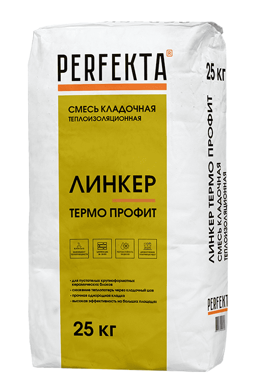 Кладочный раствор теплоизоляционный PERFEKTA Линкер Термо Profit, 25 кг фото 0